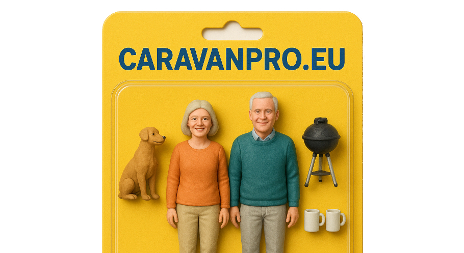 Mature couple and motorhome toy blister pack